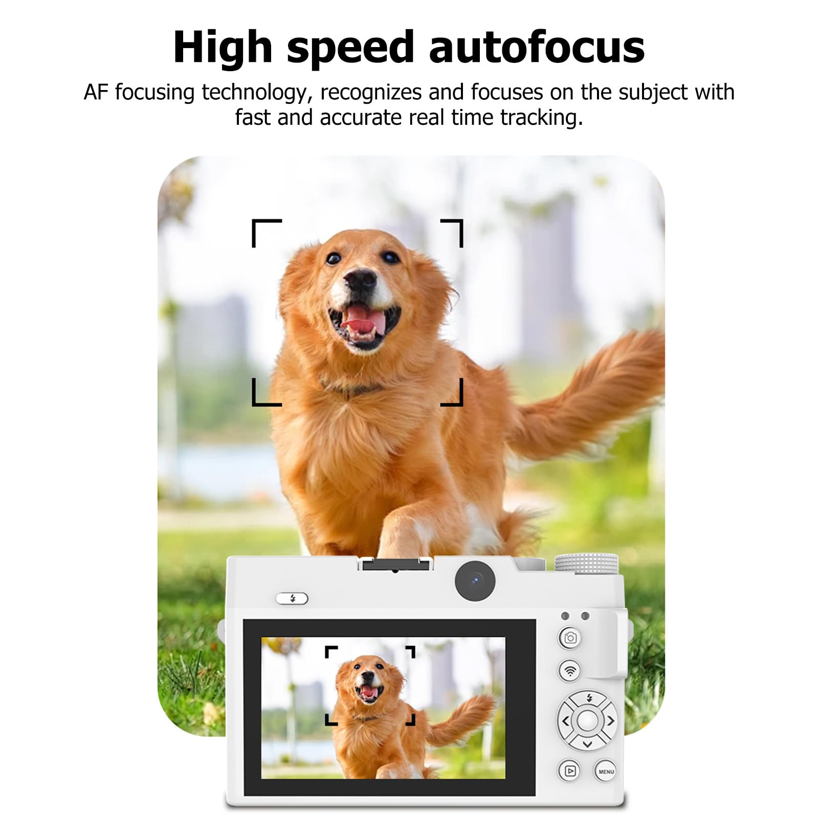 Macchina Fotografica Digitale 4k, Videocamera Digitale Wifi Con Doppio Obiettivo Automatico Con Zoom Uhd 18x Da 75mp Con Flash E Microfono Fotocamera Vlog Portatile Ricaricabile (BLACK) (WHITE)