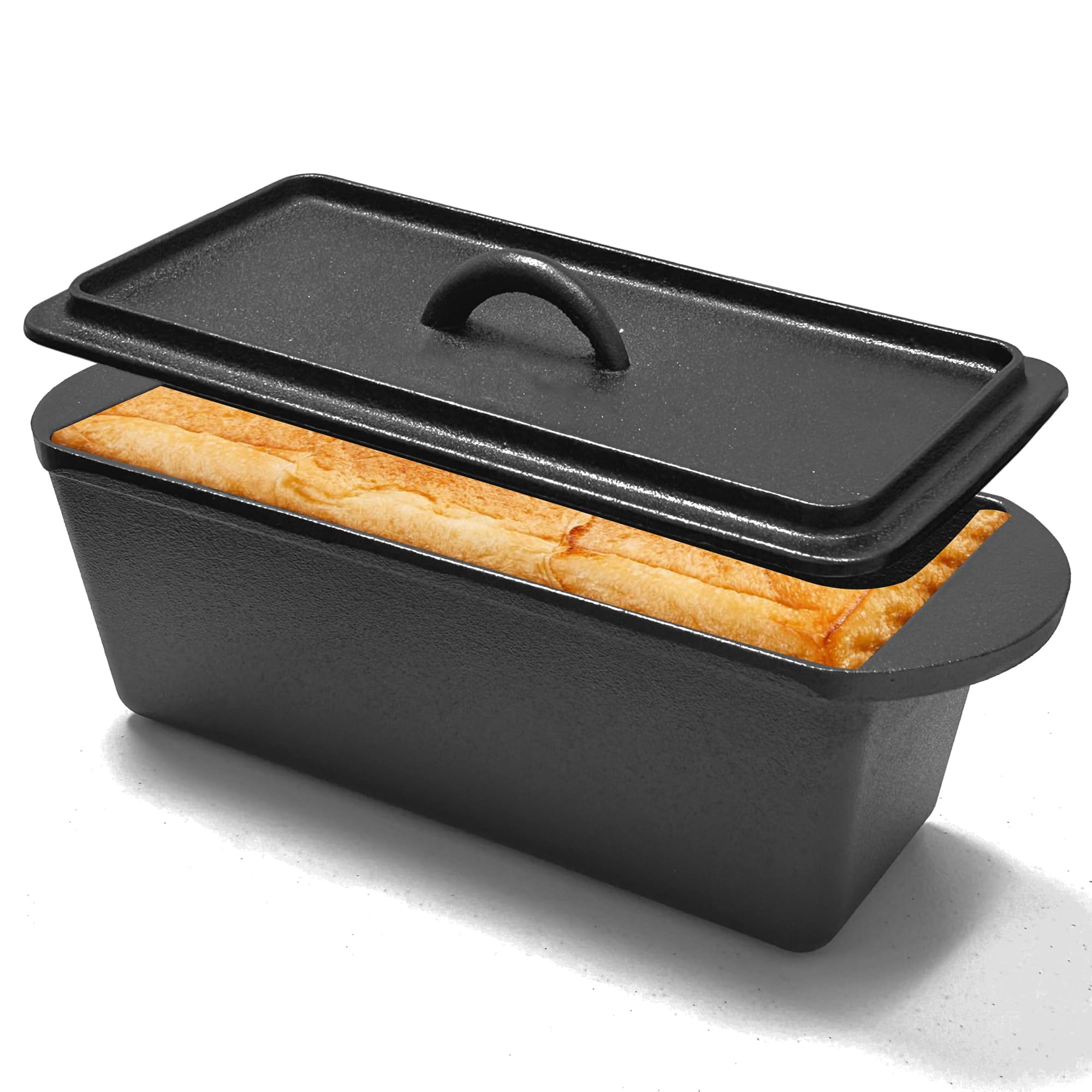 Skoxkoc Cast Iron Bread Loaf Pan with Lid - 11x5 Inch Heavy Duty Dutch Oven for Sourdough Baking & Artisan Bread Pre-Seasoned Sandwich, 3 Quart Nonstick Loaf Pan for Home Kitchen Restaurant