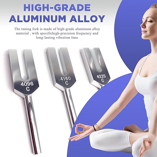 Miniatura 2 de Juego de tenedores de afinación de ángel, 4096 Hz, 4160 Hz, 4225 Hz para instrumento musical curativo, con martillo de madera y bolsa de