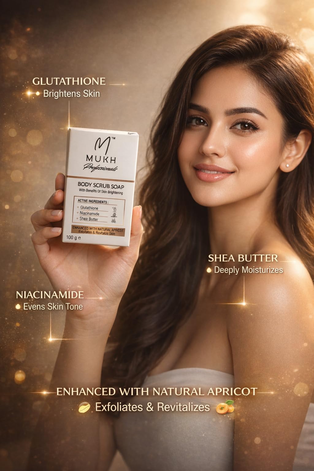 Buy Mukh Professionals Body Scrub Soap | Niacinamide, Glutathione & Shea  Butter | Body & Back Acne | Fades Dark Spots | Brightens Skin | For Men &  Women | 100g Online