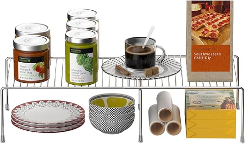 Miniatura 4 de GEDLIRE Juego de 6 estantes expandibles ajustables para gabinete de cocina, estantes de almacenamiento de alambre de metal para despensa,