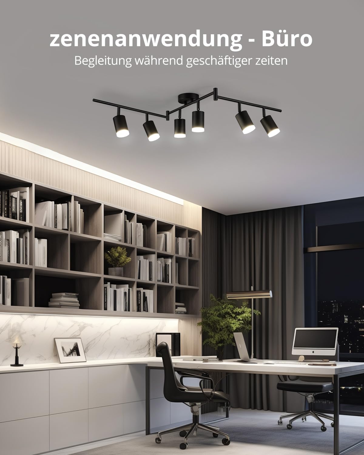 Bojim Deckenstrahler LED 6 Flammig Spot Schwarz Schwenkbar GU10 Deckenleuchte Modern