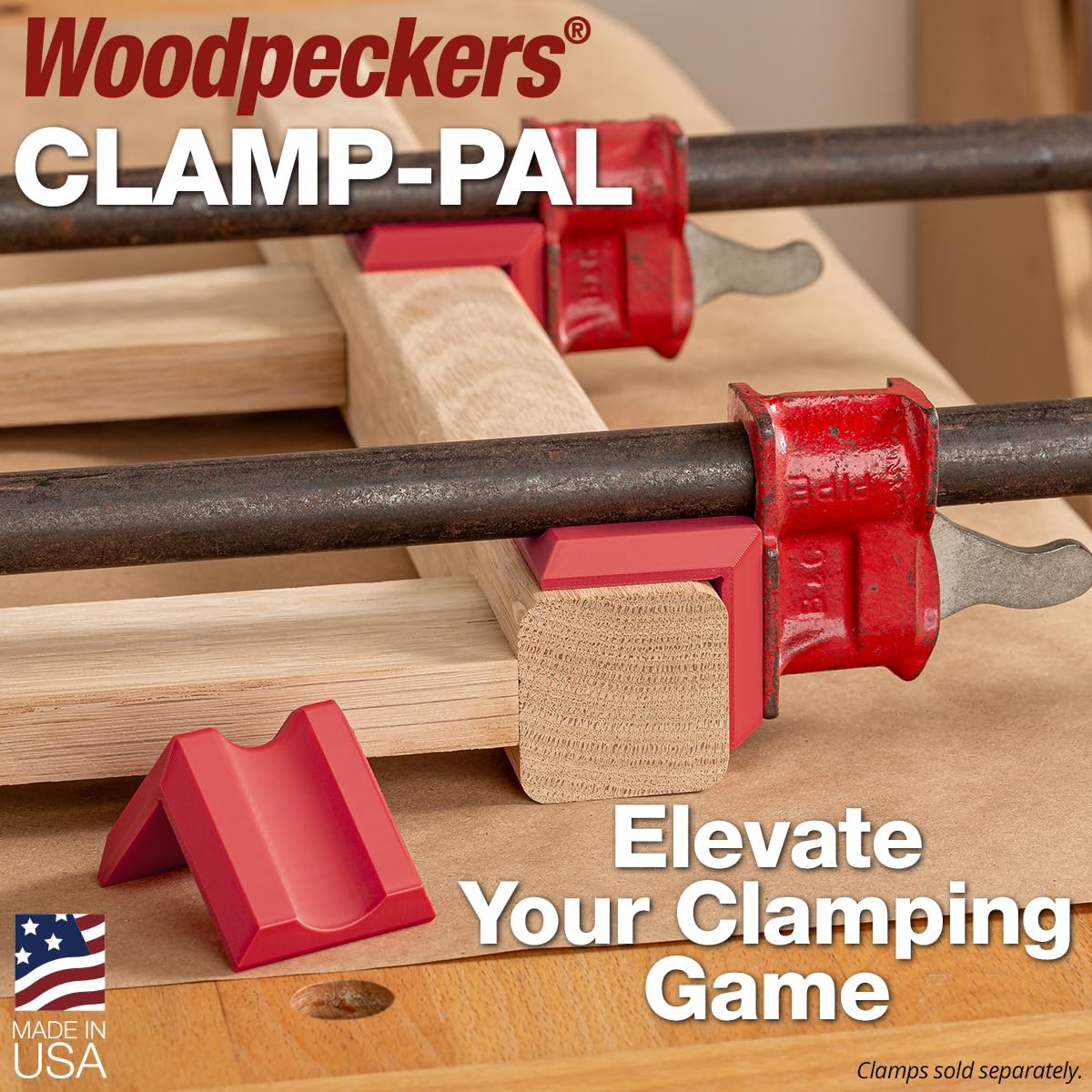Woodpeckers Clamp Pals, 12 Pack, Woodworking Clamp Pads, Prevent Stains & Dents, Universal Fit for Bar Clamps & Pipe Clamps