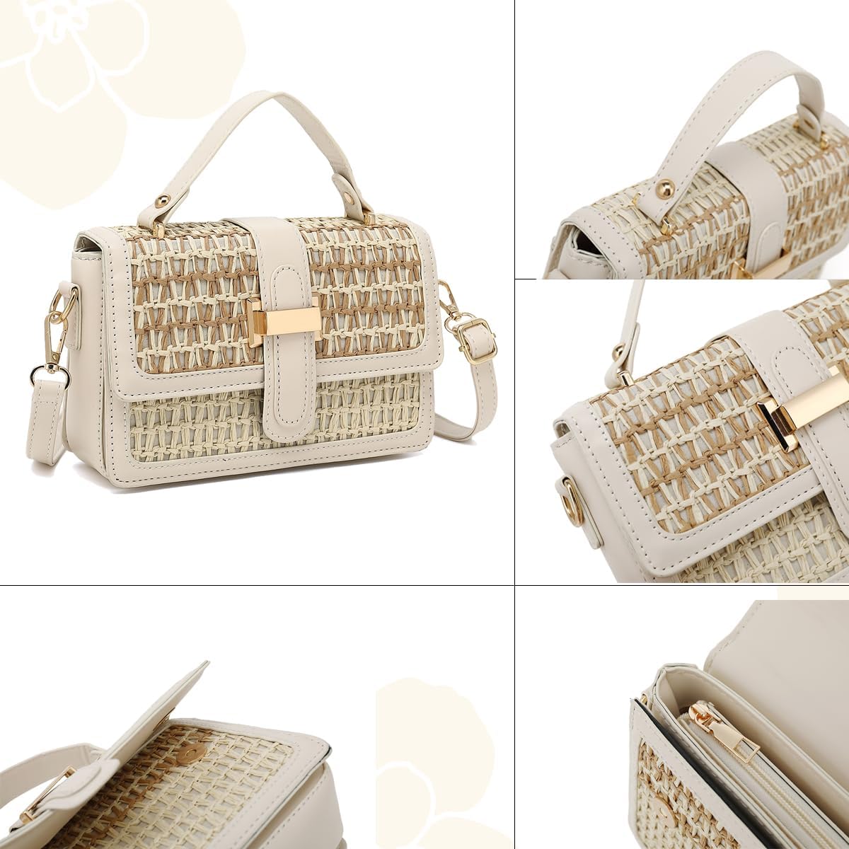 Fashion Straw Crossbody Bag for Women - Small Summer Beach Bag Elegant Woven Shoulder Purse for Vacation
