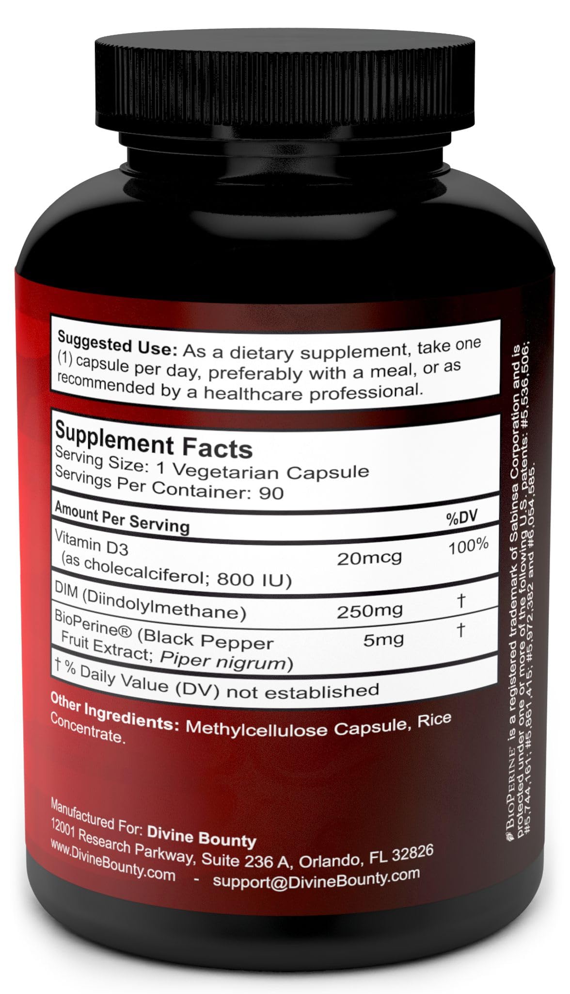 DIM Supplement 250mg with Vitamin D3 Plus BioPerine - 90 Vegetarian Caps — Amazon image 2