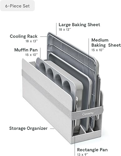 Miniatura 38 de Caraway Juego de utensilios de cerámica antiadherente para hornear (11 piezas) - bandejas para hornear, bandejas para hornear, estante de Negro