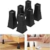 12 inch Bed Risers Heavy Duty, Adjustable Furniture Risers for Bed, Sofa, Table, Chair, Support up to 1500 Lbs (Set of 6, Black)