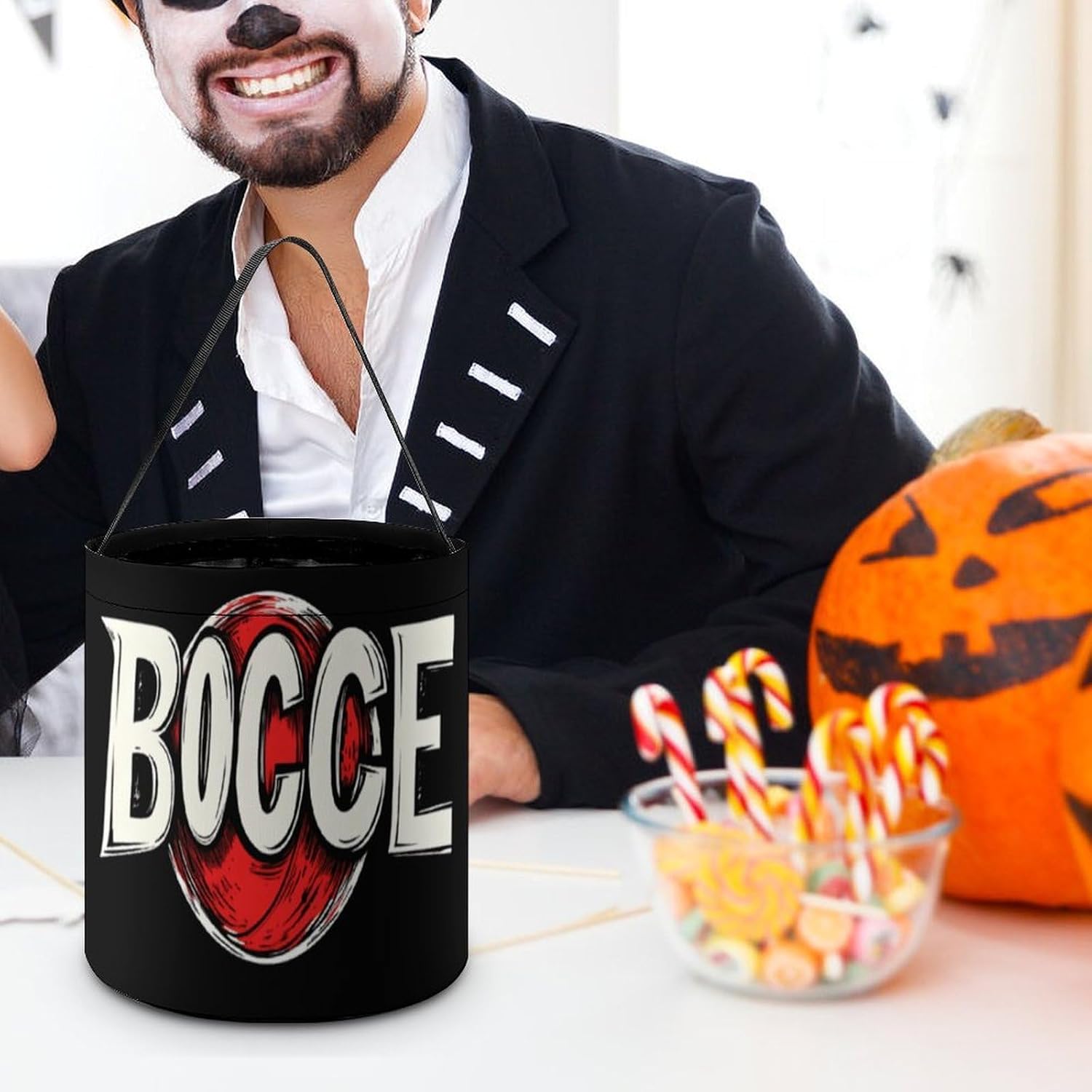 Bocce Ball Halloween Treat Bag Reusable Candy Basket Tote Goody Bags Gift Party