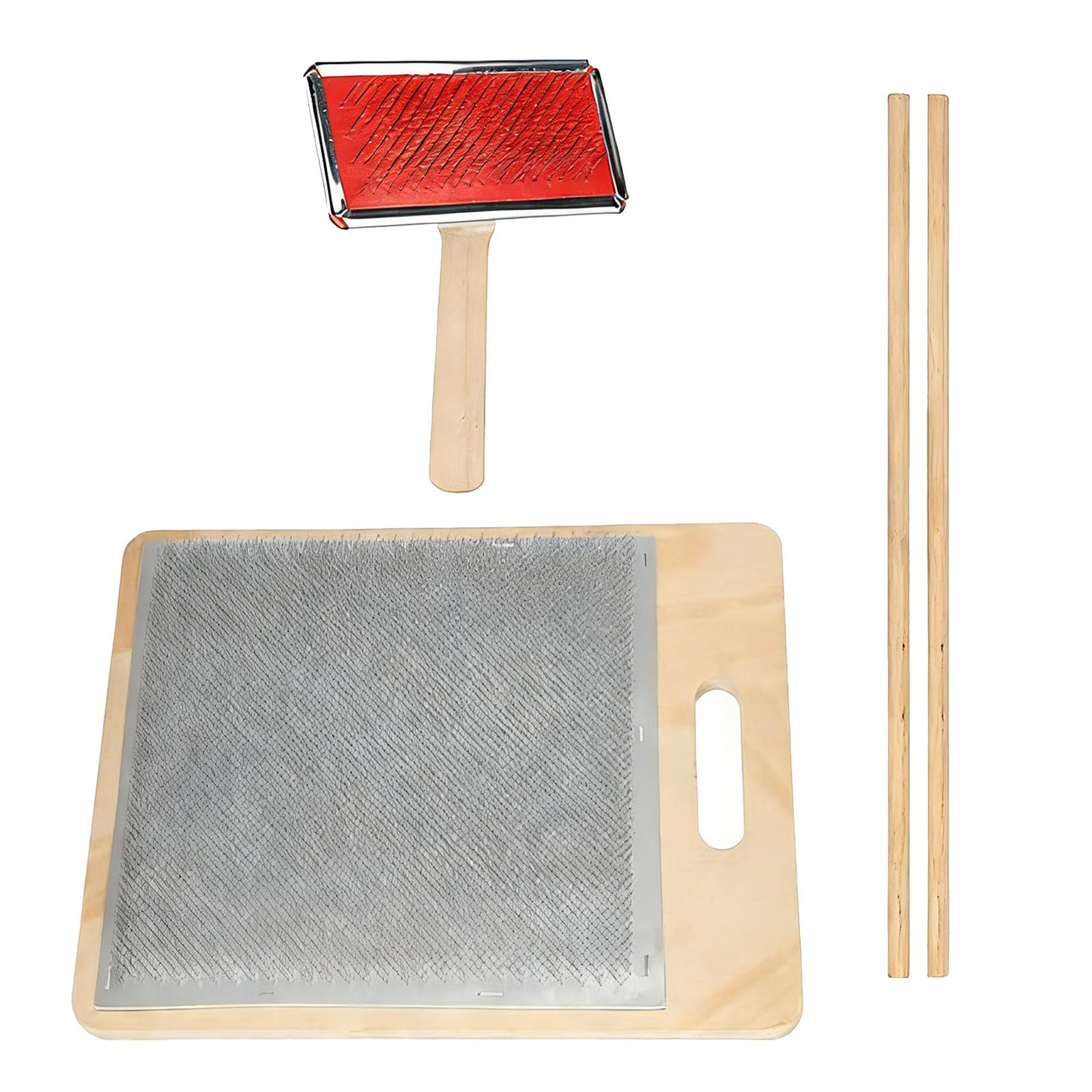 NEWFT Sturdy Wood and Plant Fiber Carding Brush Set for Wool Blending and Craft Projects Multipurpose Carding Set