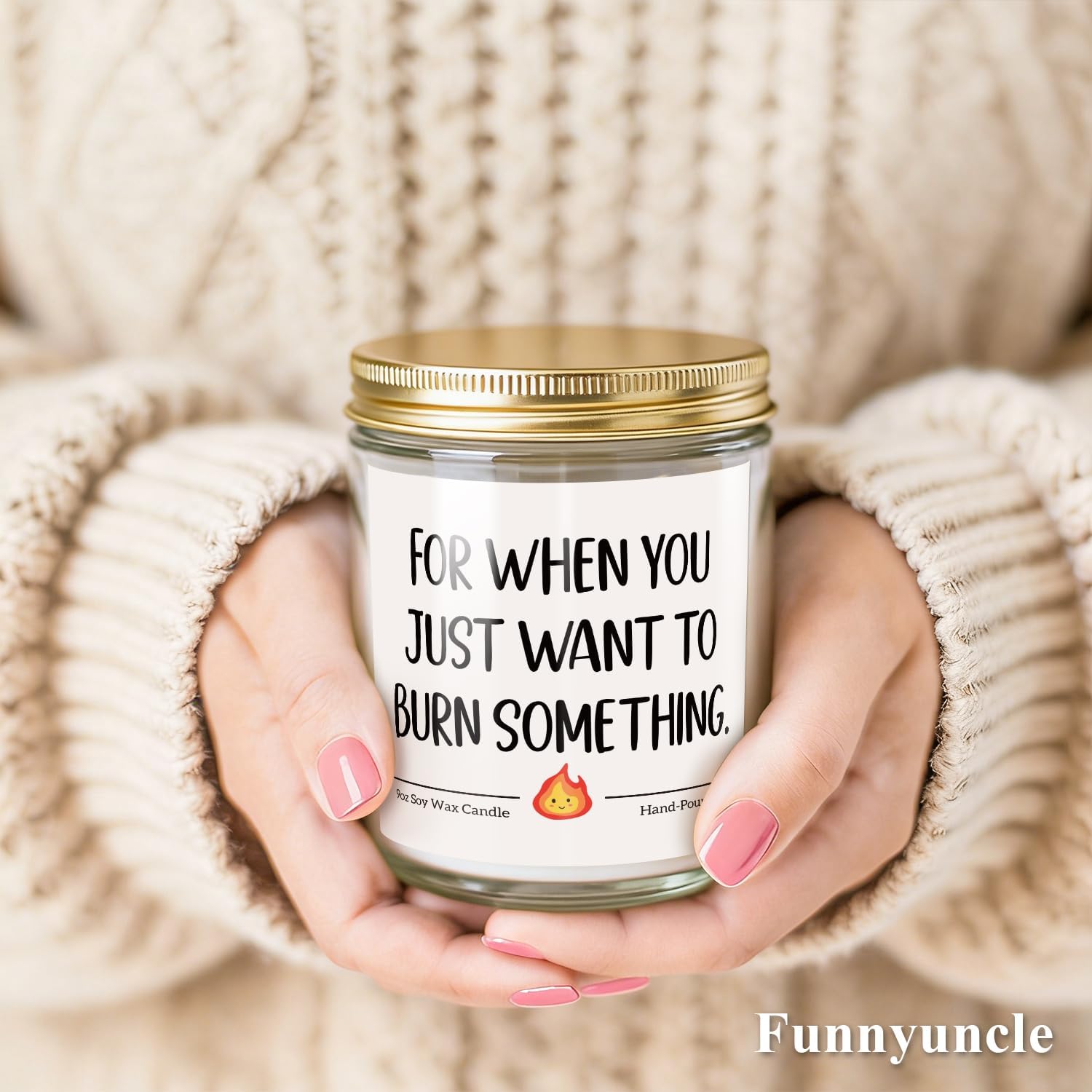 Funnyuncle Gag Gifts for Women, Funny Candle for Mom, Friend, Bestie, Coworker,9oz Lavender Scented Soy Wax, Mother's Day Birthday Christmas Valentine Day Office Gift for Her Wife Girlfriend