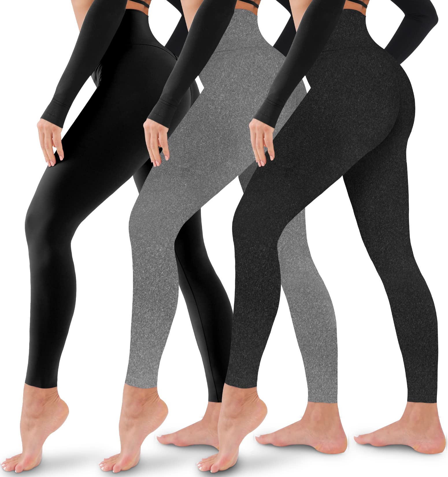 3 Pack Leggings for Women-No See-Through High Waisted Tummy Control Yoga Pants Workout Running Legging