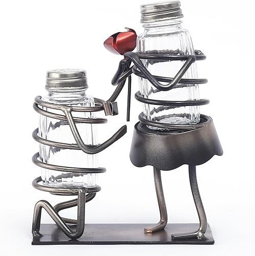 Divertido juego de saleros y pimenteros, dos cocteleros de vidrio con tapas, organizador de rosas para especias y condimentos, para cocina, comedor