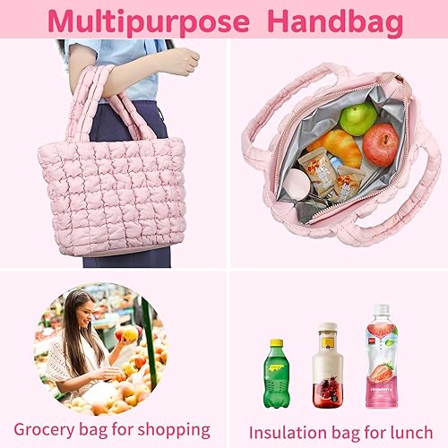Miniatura 3 de CAMTOP Lonchera para mujeres y niñas, con aislamiento, bonita bolsa de almuerzo, bolsa enfriadora para trabajo, viajes, picnic (rosa)
