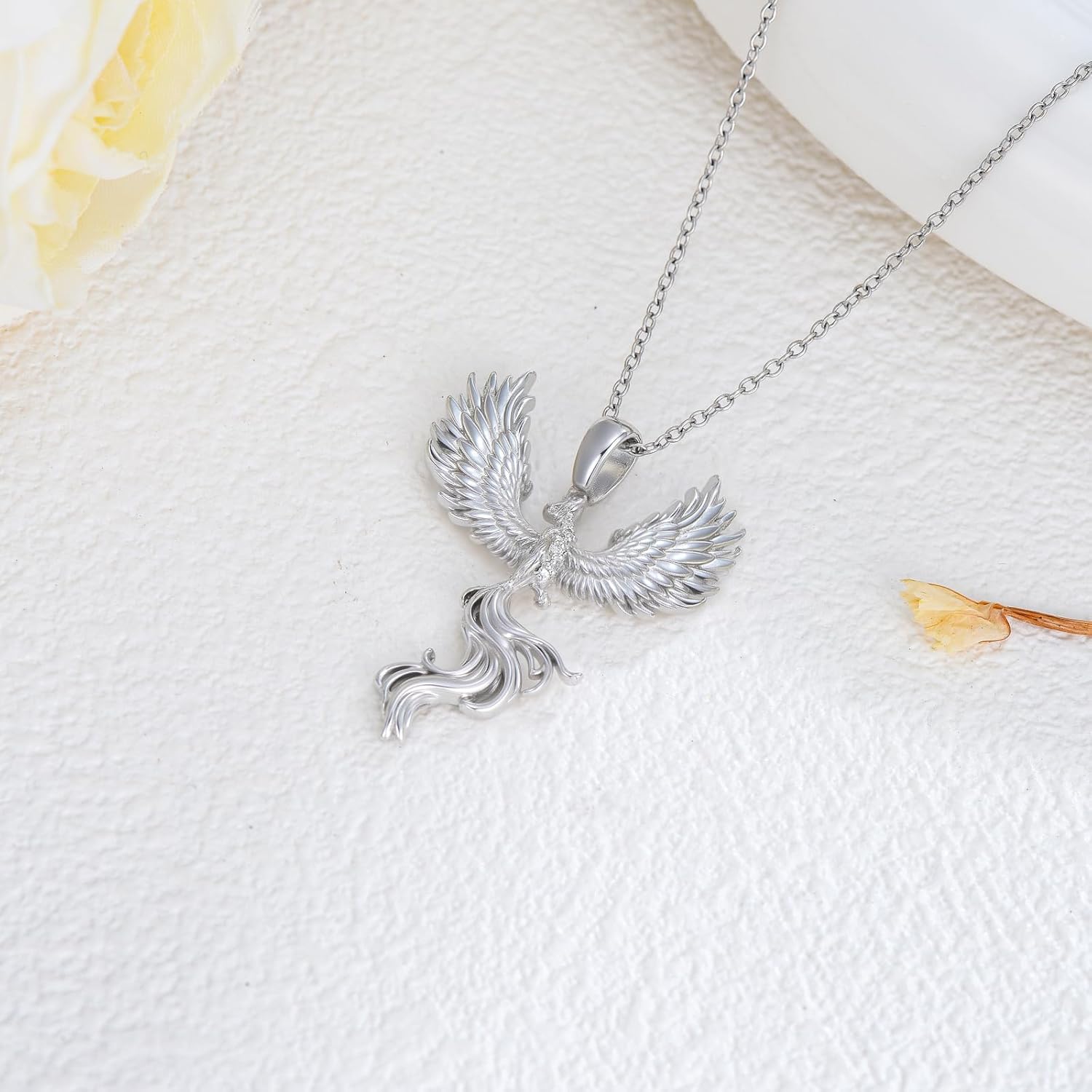 Diamond Phoenix Necklace for Women 925 Sterling Silver Phoenix Pendant Necklace Good Luck Animal Jewelry Gifts for Women - Image 3
