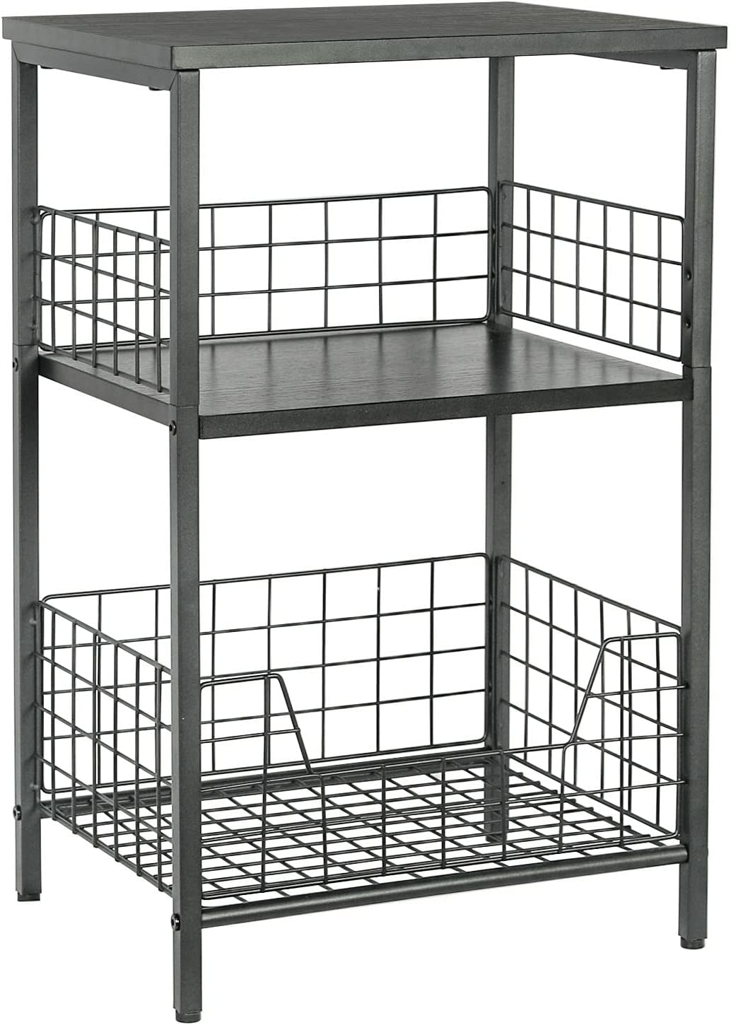 X-cosrack Side Table, Small End Table Record Player Stand with Storage, Vinyl Record Storage Night Stand for Living Room, Bedroom,Office(Patent Pending)(Black)