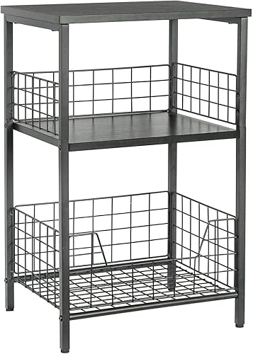 Miniatura 12 de X-cosrack Mesa Auxiliar, Mesa Lateral Pequeña con Almacenamiento, Mesita de Noche de 3 Niveles para Sala de Estar, Dormitorio, Espacios Pequeños,