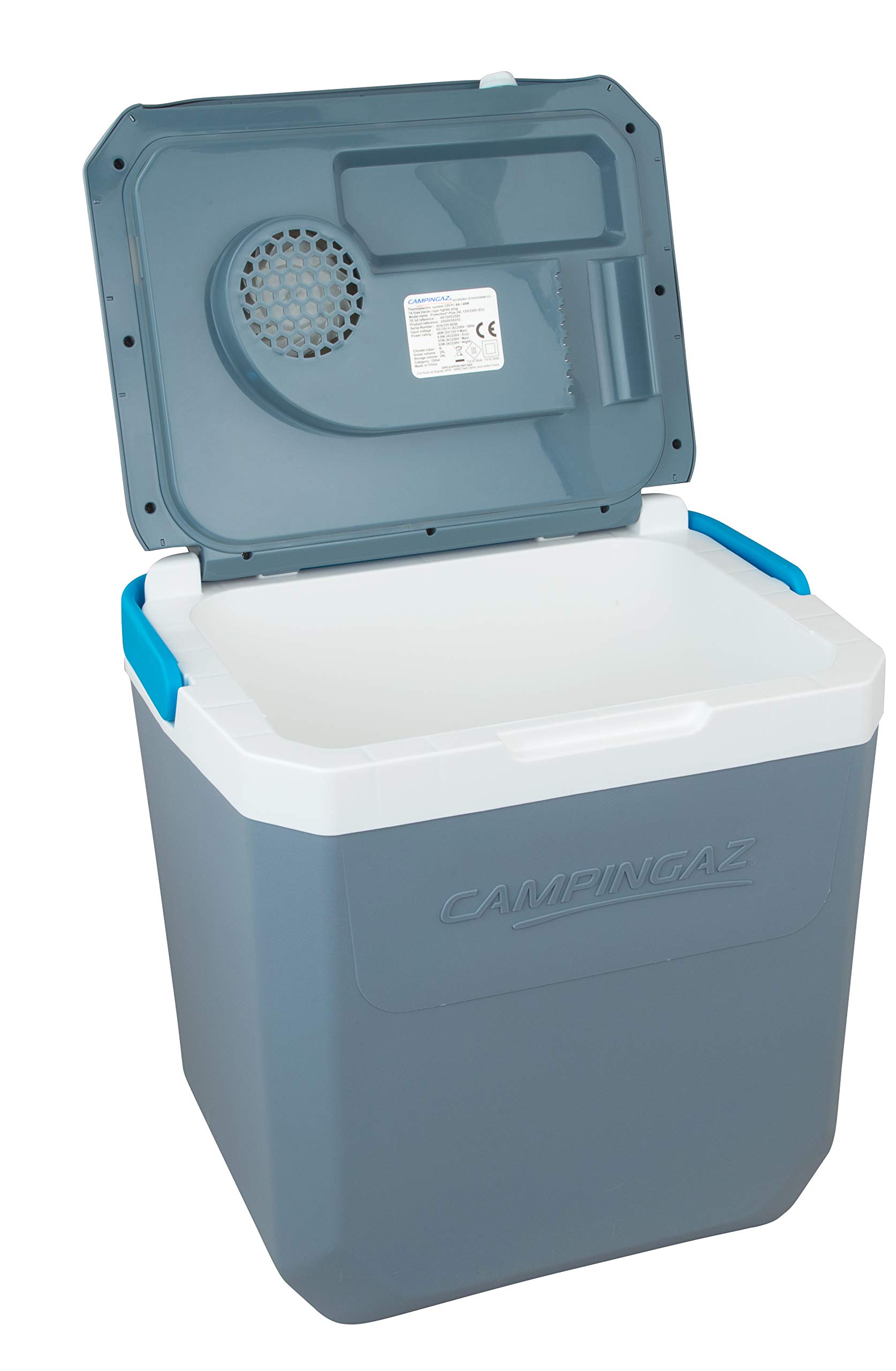 Campingaz Powerbox Plus 28L, elettrico, connessione 12V, spazio per 8 bottiglie da 1,5 L, frigobar elettrico, thermobox per auto e campeggio, con monitor della batteria, 24 litri