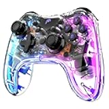 Fosmon Wireless Bluetooth Gaming Controller for Switch 2/1/Lite/OLED, Android/iOS/PC/Steam/Apple Arcade MFi Games, Pro Controller with RGB Lights (14 Color), 4 Level Vibration, 6-Axis Gyro, Turbo