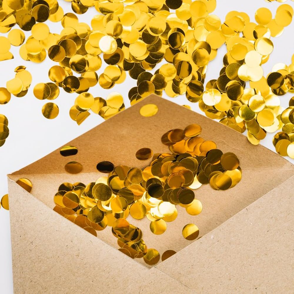 FONGKNOX B?yszcz?ce okr?g?e konfetti sto?owe, 30 g, z?oty metalik, 6 mm, metaliczny brokat, posypka, konfetti na urodziny, wesele, imprez?, Halloween, dekoracja bo?onarodzeniowa