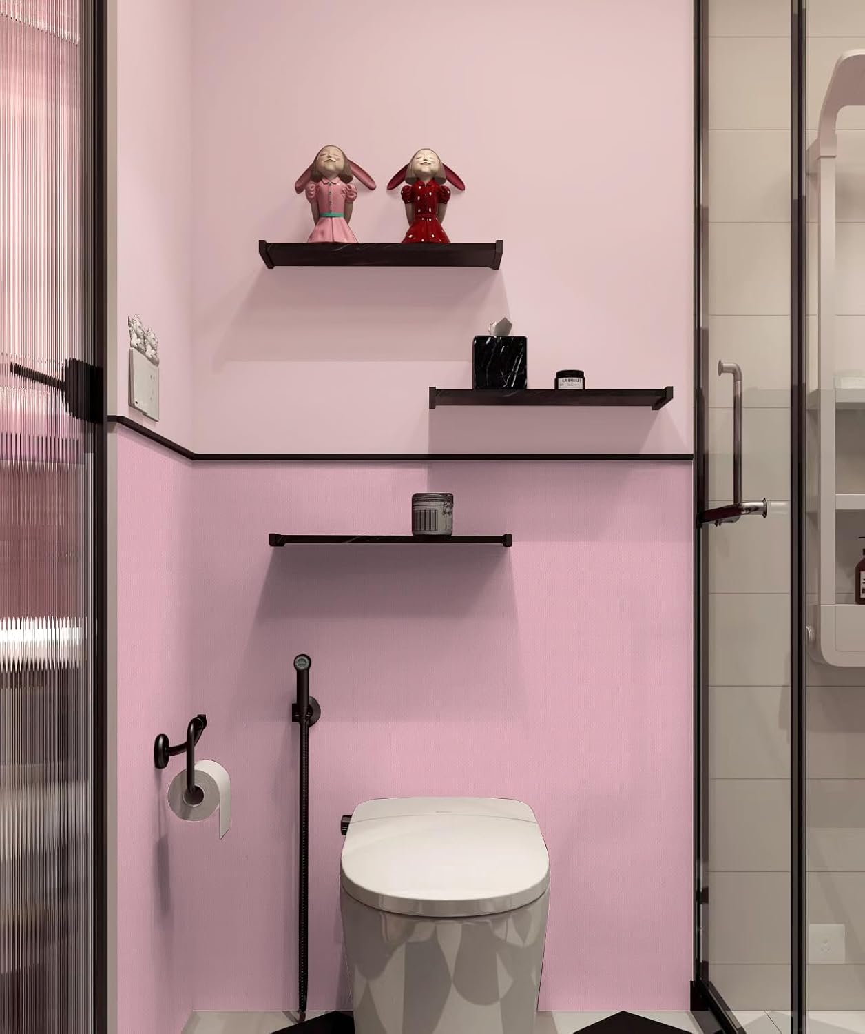 Abyssaly Pink Contact Paper Pink Peel and Stick Wallpaper Self-Adhesive Removable Contact Paper for Cabinets Bedroom Furniture Home Decor 15.7" X 393"