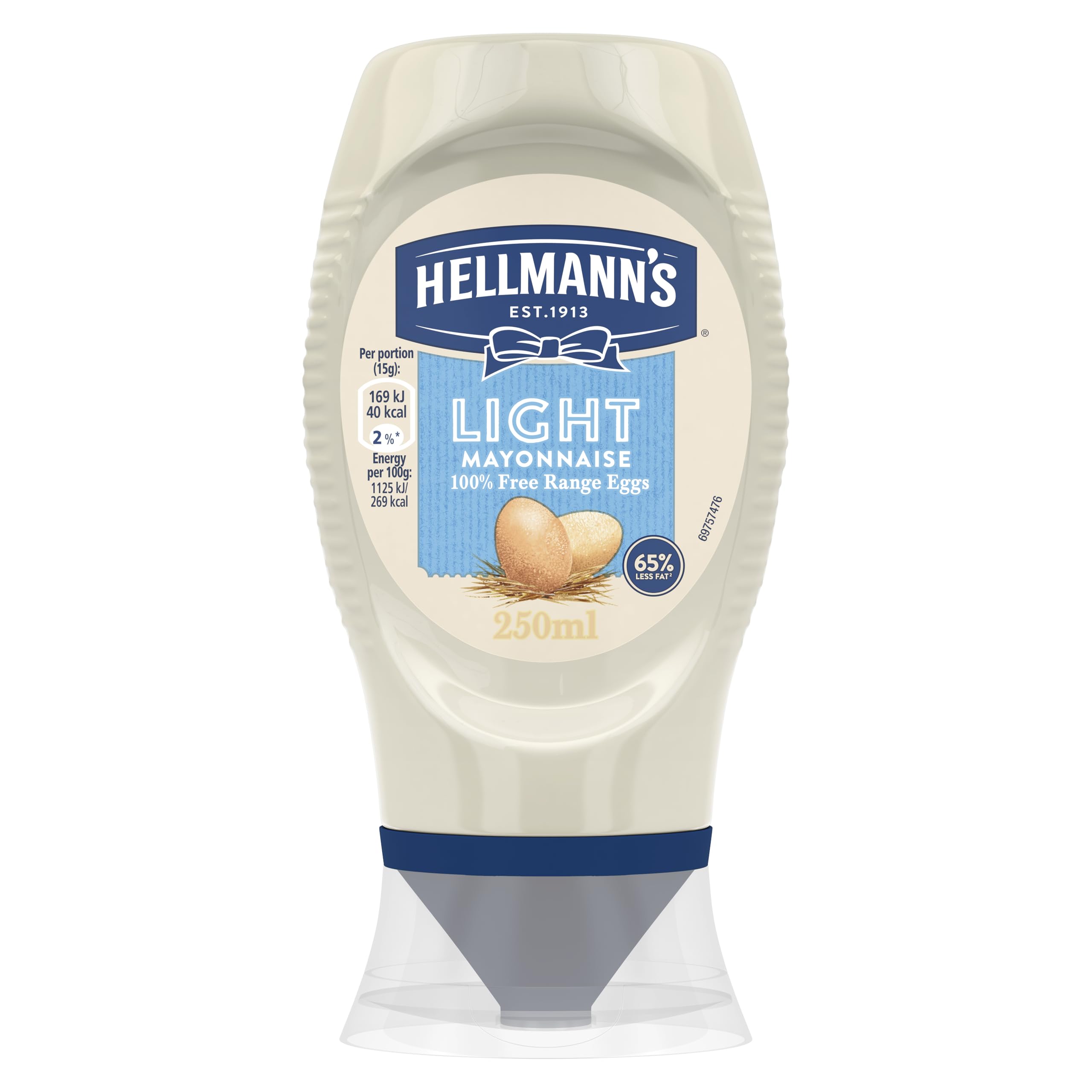 Hellmann's Light Light Mayonnaise made with free-range eggs light mayo for sandwiches, wraps and salads 250 ml
