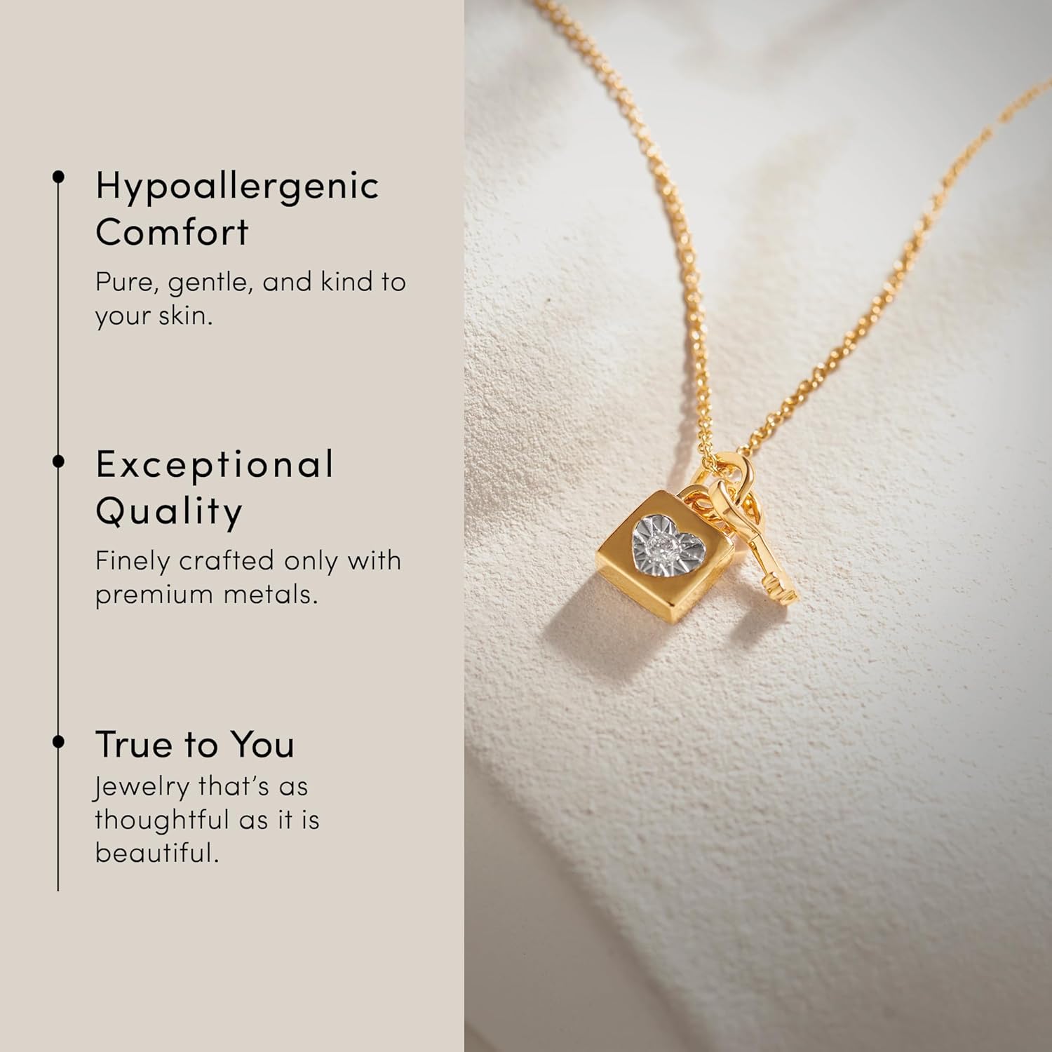 Diamond Necklaces for Women, Lab Grown Diamond Necklace Pendant, Hypoallergenic & Dainty 925 Sterling Silver Necklace with 14K Gold Vermeil (25x Thicker than Gold Plating), Gift Box, 5 Years Warranty