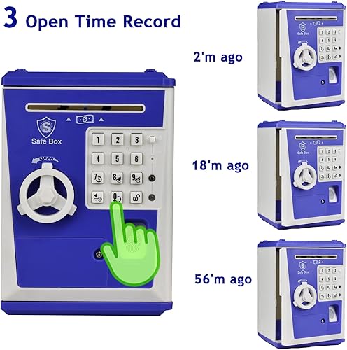 Miniatura 3 de Banco seguro para niños con contraseña de huellas dactilares y cajero automático para hablar, alcancía para dinero real, juguete de regalo para