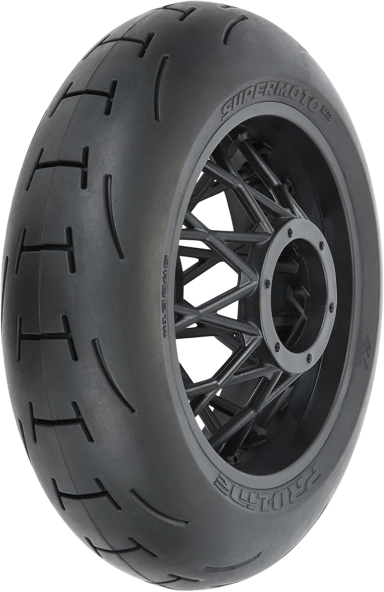 Pro-Line Racing Supermoto V2 S3 Rear Tire Mounted on Black Supermoto Wheel for Promoto-MX/SM PRO1024510