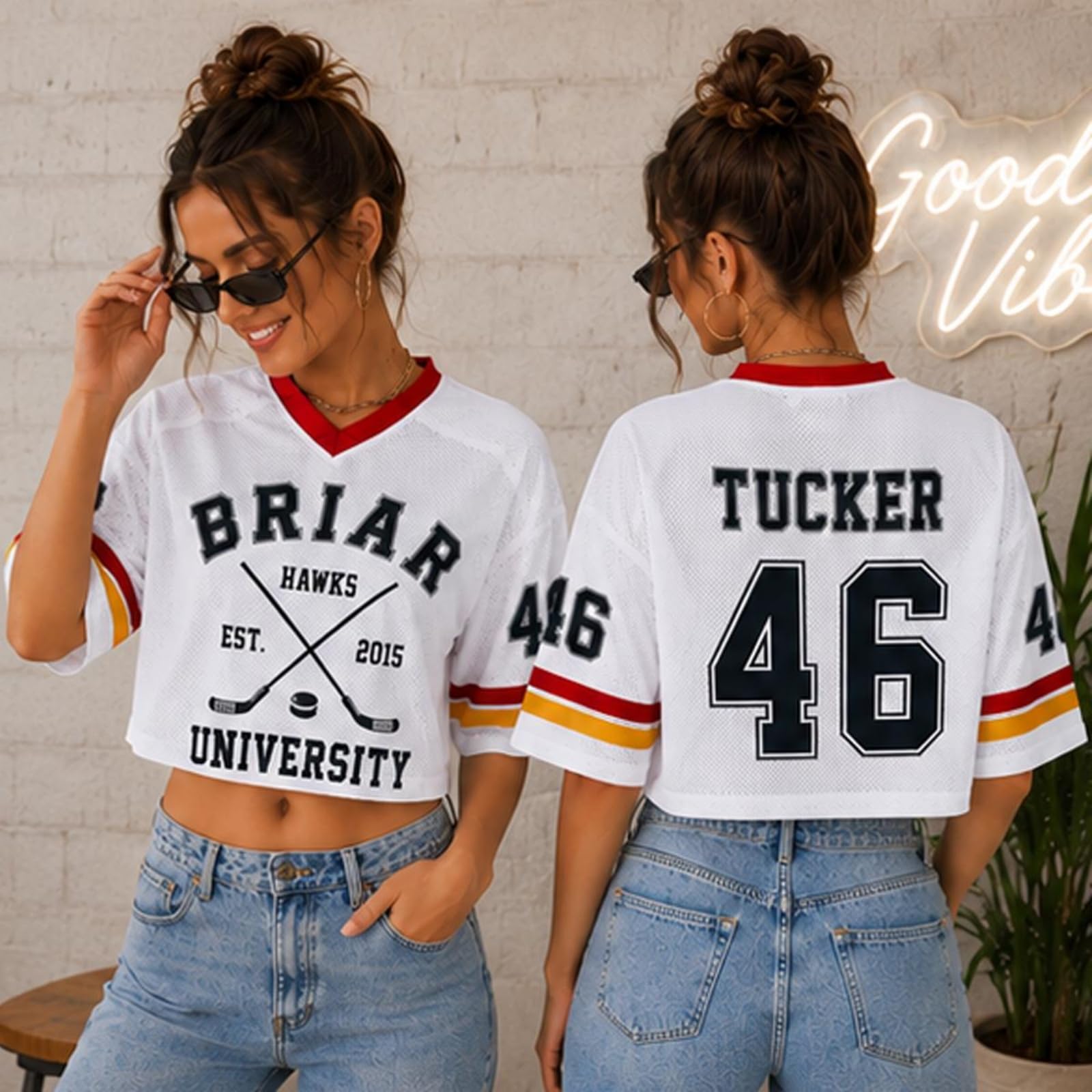 Off Campus Hockey Jersey Graham 44 & Logan 22 & Tucker 46 & Di Laurentis 66 Briar U Jersey Shirt Off Campus Merch Kurzarm Fashion Casual Tshirt Sport Streetwear Top für Damen Herren
