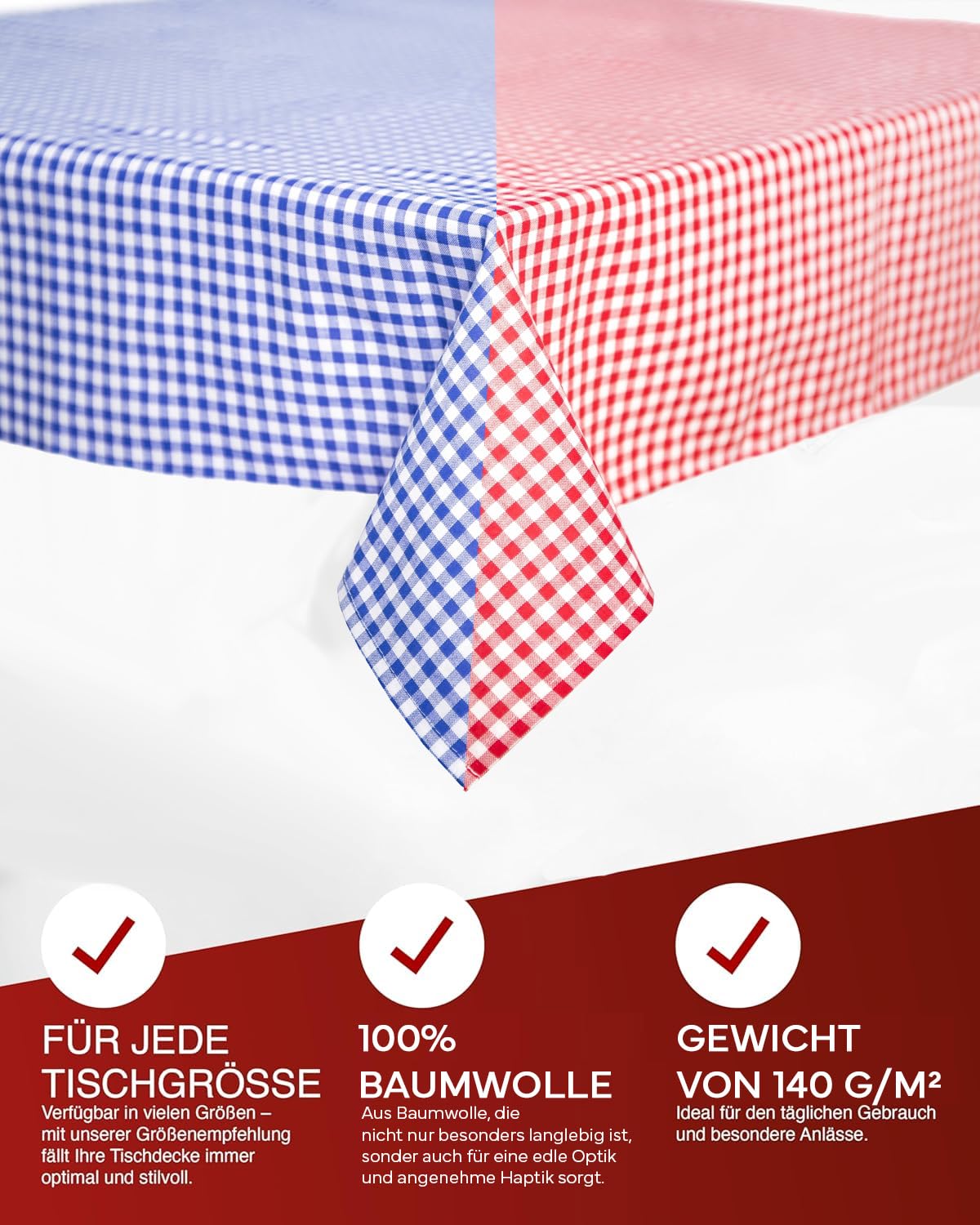 texpot Landhaus servet 60 x 60 cm rood-wit geruit uit 100% katoen in 20 mm karo boerenkaro