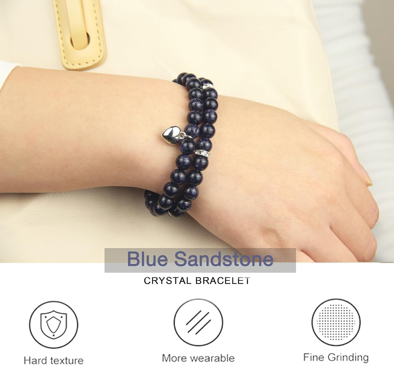 2Pcs Healing Crystal Bracelets for Women Handmade Beaded Bracelet Healing Prayers Crystal 8mm Natural Stone Beads Bracelet Stress Relief Get Well Soon Gifts - Image 3