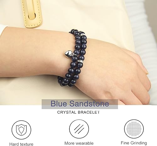 Miniatura 73 de 2Pcs Healing Crystal Bracelets for Women Handmade Beaded Bracelet Healing Prayers Crystal 8mm Natural Stone Beads Bracelet Stress Relief Get Well