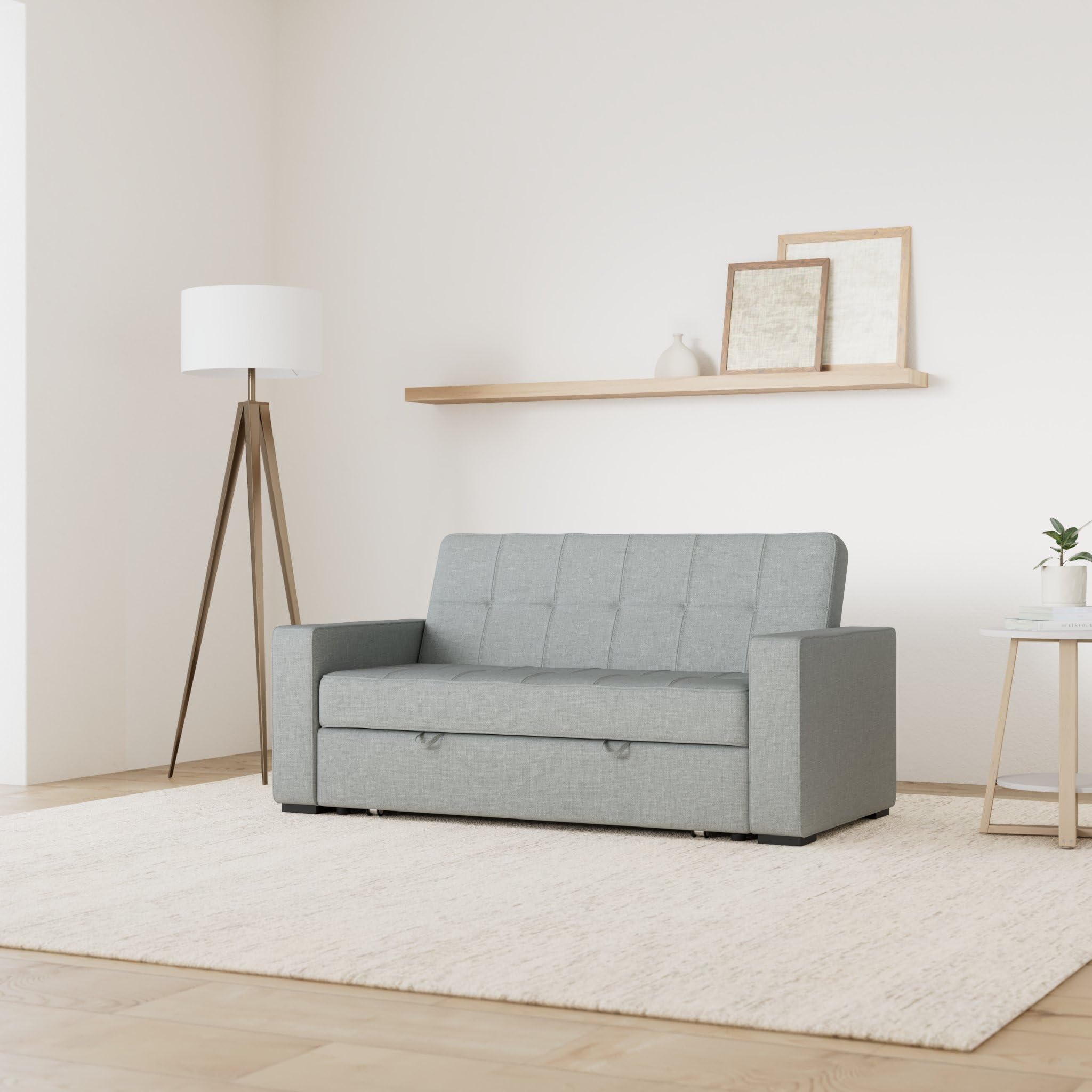 Somnia Descanso - Sofá Cama de 2 Plazas Modelo Volga, Diseño Moderno y Elegante | Práctico y Funcional, con Reposabrazos, Gris