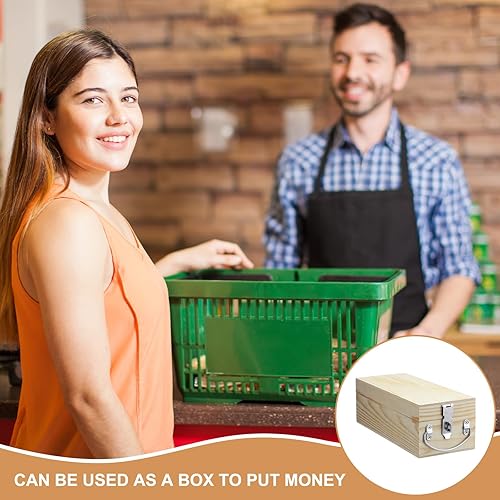 Miniatura 4 de Caja de almacenamiento de madera con cerradura de 12 x 4.75 x 4 pulgadas, caja de madera sin terminar para manualidades, contenedor de recuerdo de