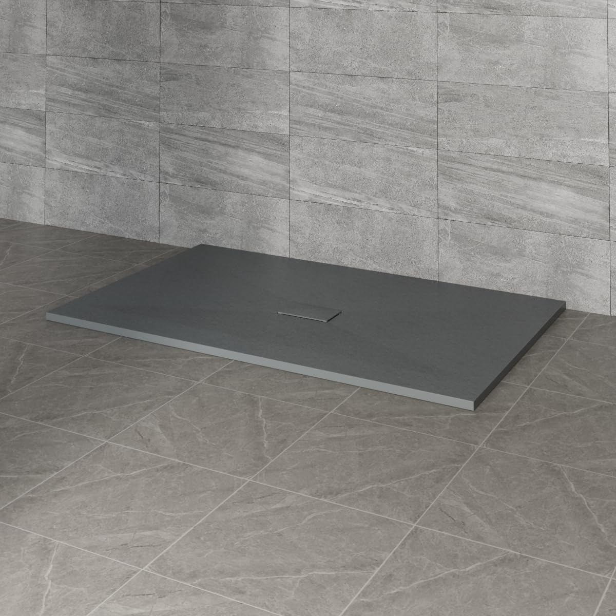 Nrg Anthracite 1500X1000mm Smc Rectangle Shower Tray Slip-Resistance Bathroom Shower Base Easy To Clean