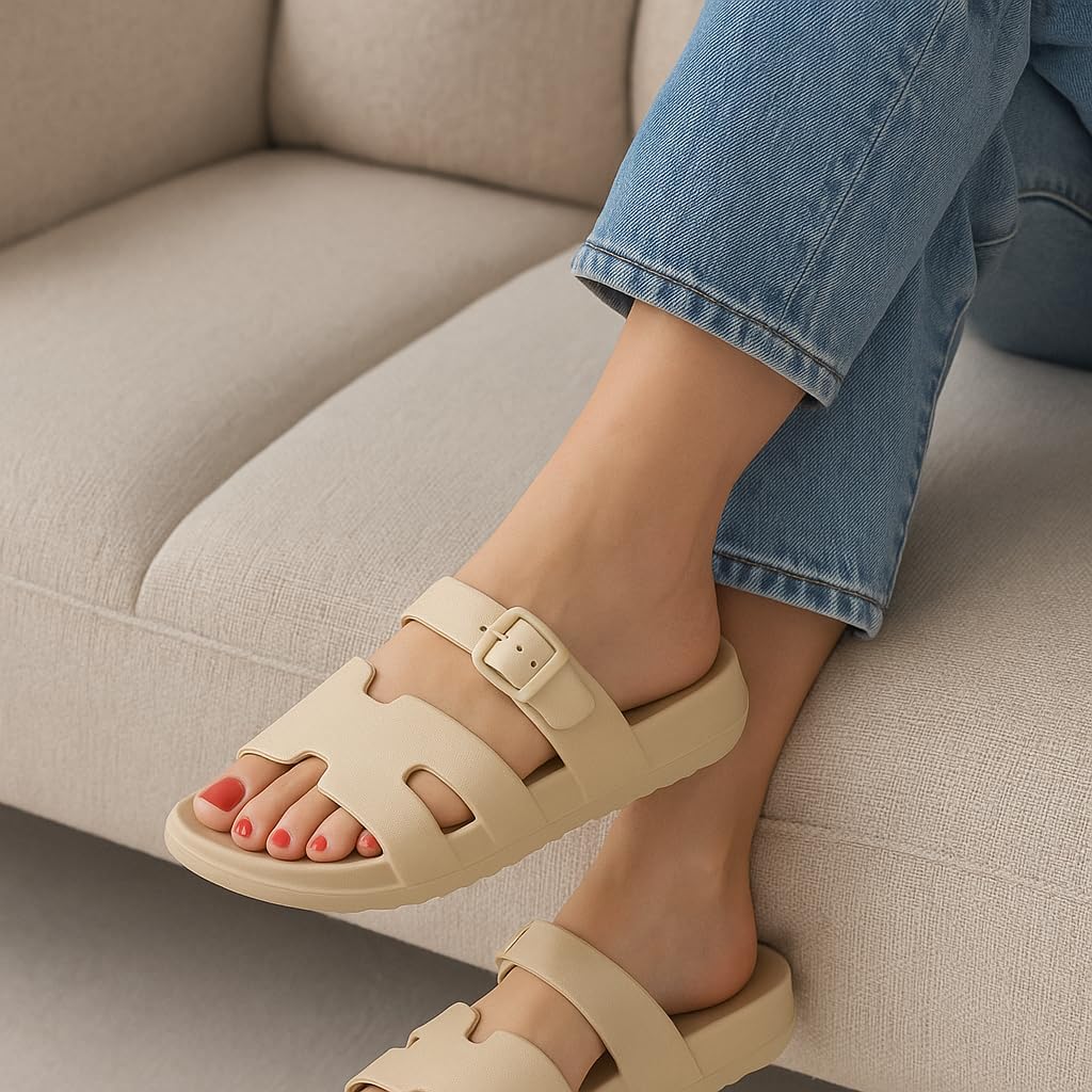 CUSHIONAIRE Orbit Waterproof EVA Womens Sandals -Comfortable Summer Slip On Slides for Women with Adjustable Buckle Strap - Image 2