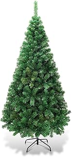 Goplus 6FT Artificial Christmas Tree Xmas Pine Tree with Solid Metal Legs Perfect for Indoor and Outdoor Holiday Decoration