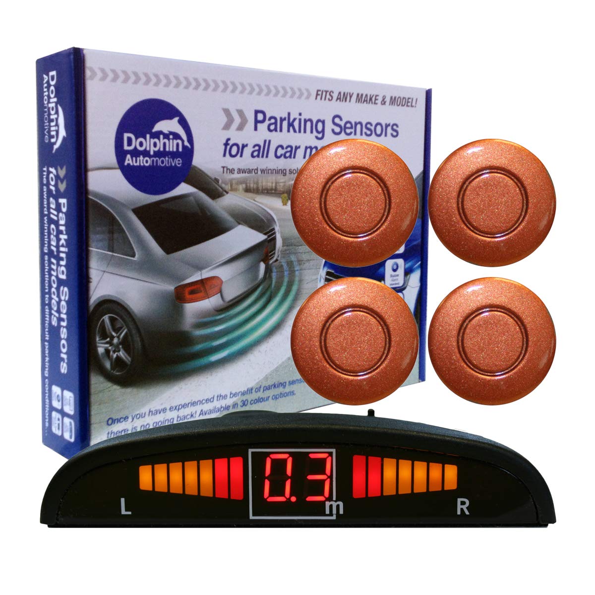 Dolphin Automotive DPS450 Reverse Parking Sensors In 32 Colours 4 Ultrasonic Radar Sensors Kit Audio & Display Alert System - Matt Black — view 15
