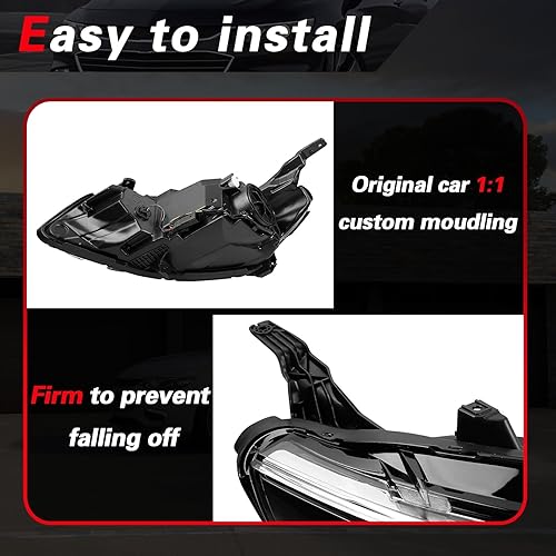 Miniatura 5 de JZ AUTO Compatible con faros delanteros Chevrolet Malibu 2016 2017 2018 con bombillas halógenas lado del conductor izquierdo