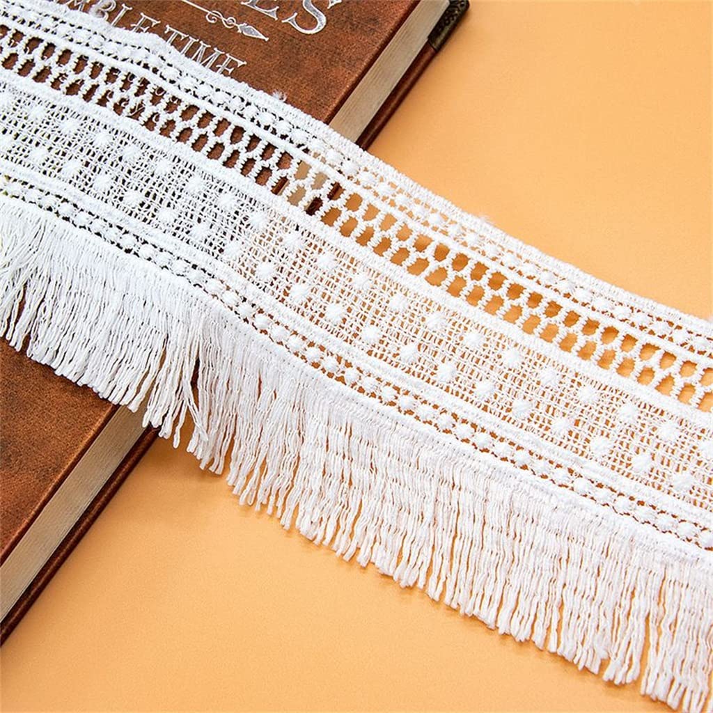 Générique Dentelle Tissu Ruban Frange Vêtements Robe Rideau Canapé Tissus De Bricolage Faits À La Main pour Coudre des Vêtements (Couleur : Blanc, Taille : 7CM) (Blanc 7CM)