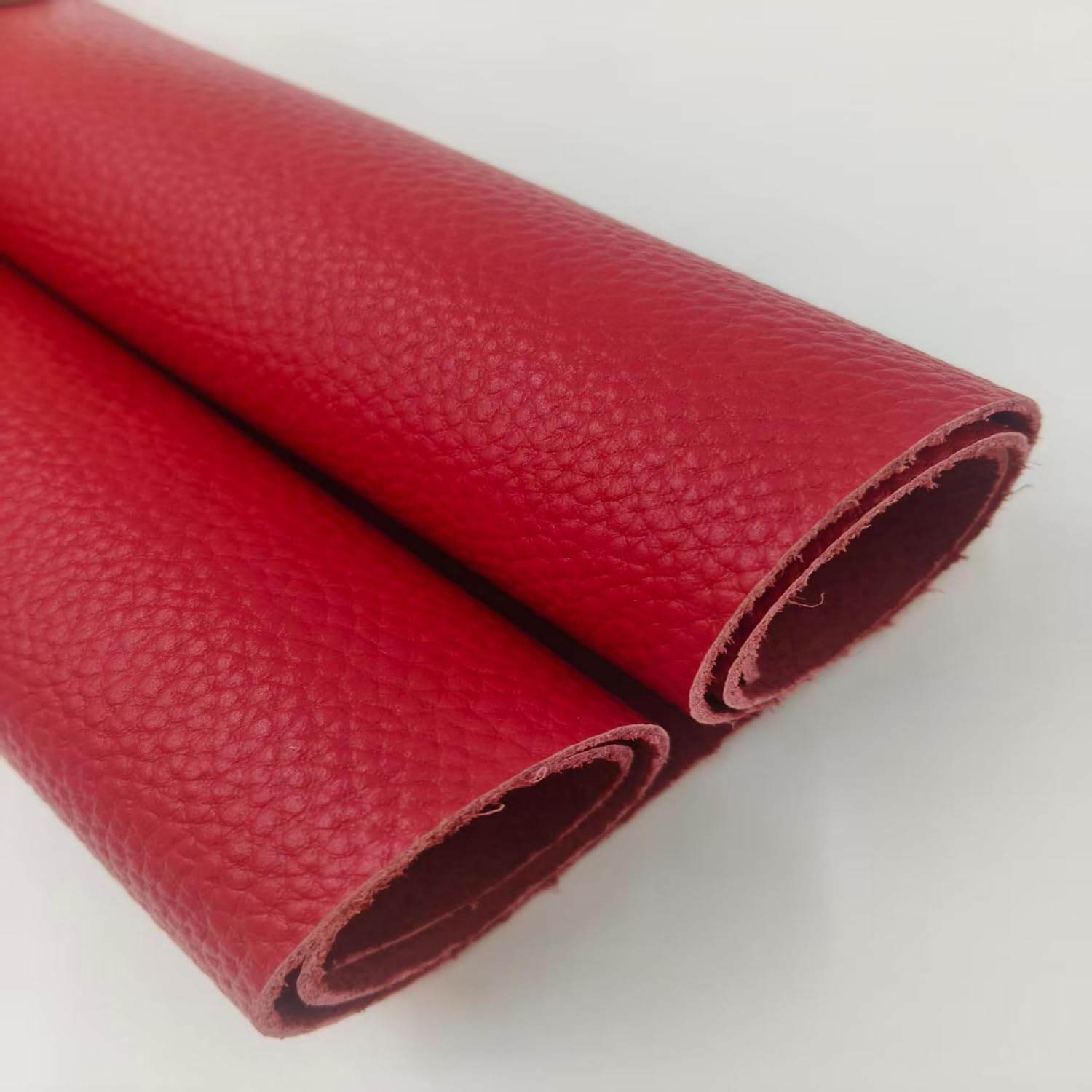 Genuine Leather Sheets, 1.1-1.5mm Thick Cowhide, Used for Handmade Crafts Such as Sofas, Furniture Soft Bags, and Wallets (Big red 17"x 34")