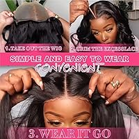 Vista 8 de Aaliweya Peluca de 5 x 5 de Usar y Llevar sin pegamento con cierre de encaje precortada para mujer, pelucas de cierre de encaje HD de 5 x 5, pelucas