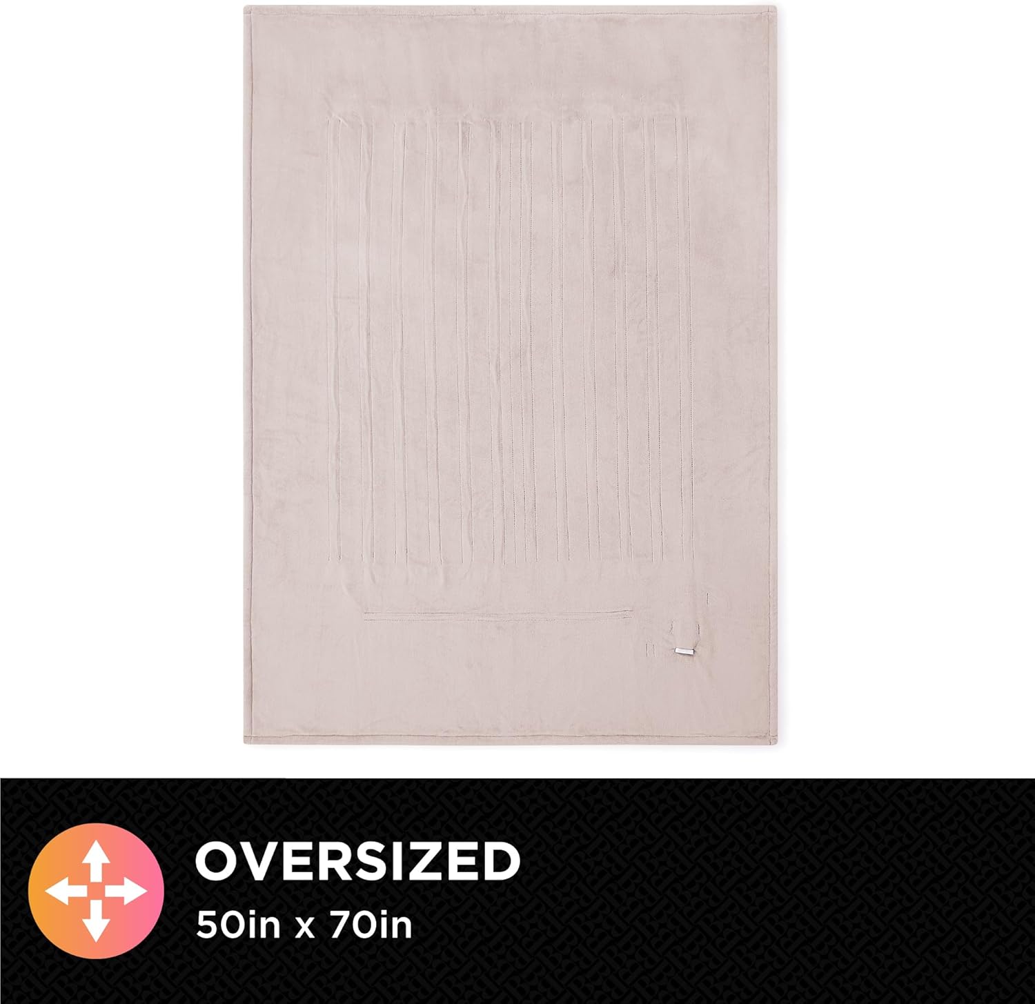 Brookstone Oversized Electric Heated Throw - Heated Blankets - 4 Heat Settings, 4-Hour Auto Shut Off, 100% Polyester, 50"x60" - Taupe