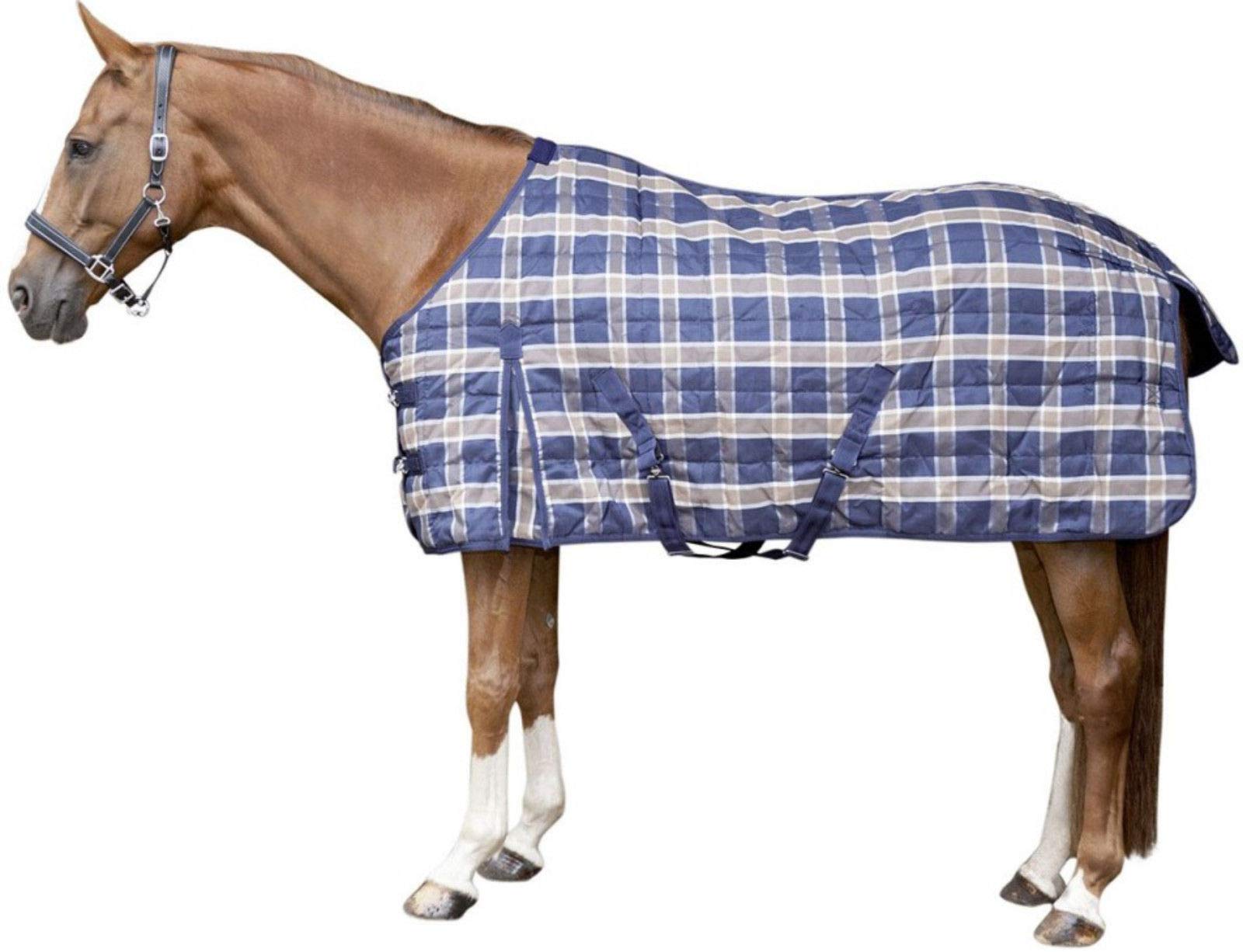 HKM Check - Manta para caballo (155 cm), color azul oscuro