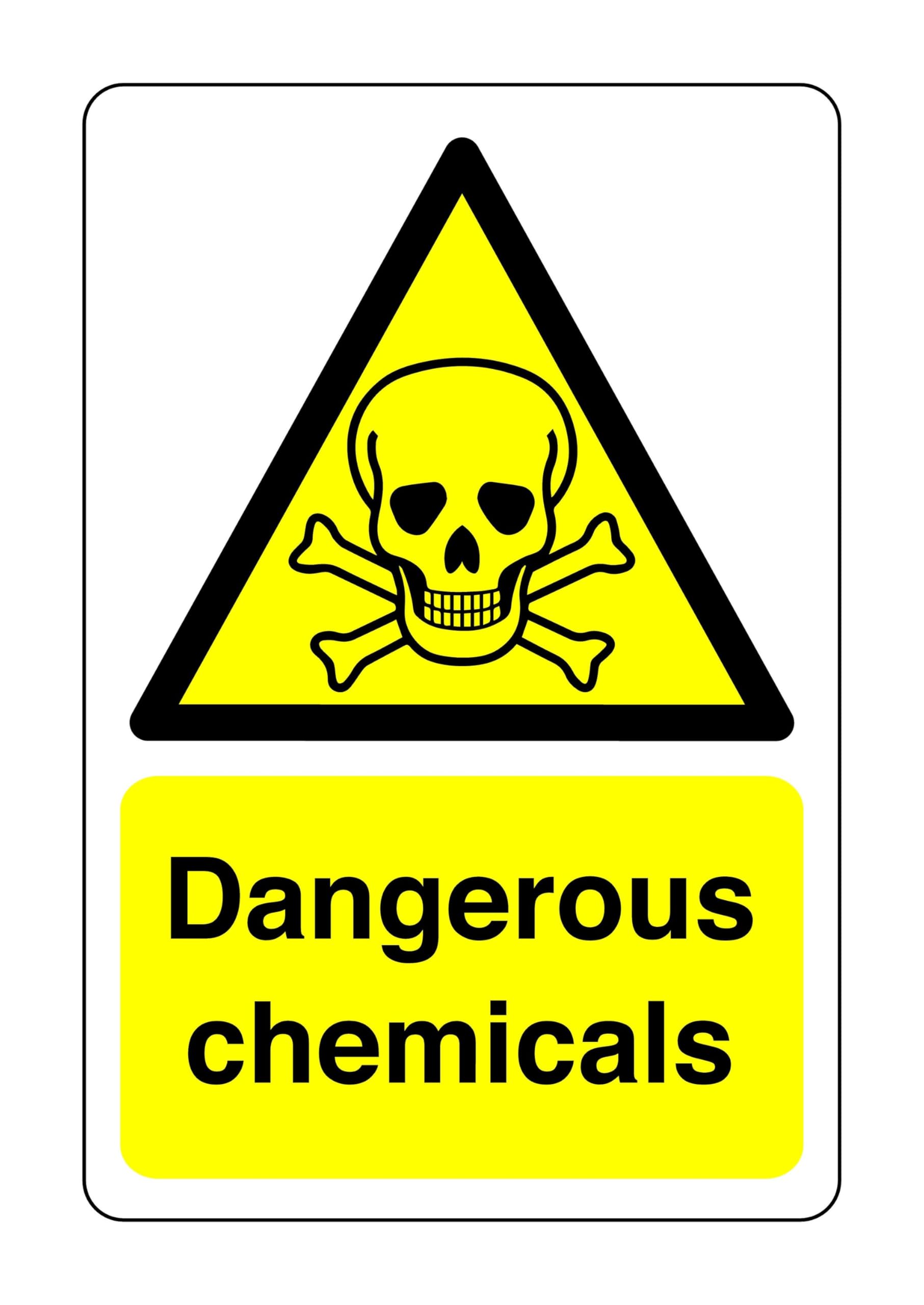 Safety First Display Ltd Yellow/Black Dangerous Chemicals Sign - Corrosive, Hazardous, Chemicals, Harmful, Irritant - High Tack Self-Adhesive Sticker (300Mm X 200Mm) Viewing Distance Within 7M.