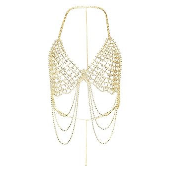 Amazon.com: Sparkle Body Chain Bra Gold/Silver Sexy