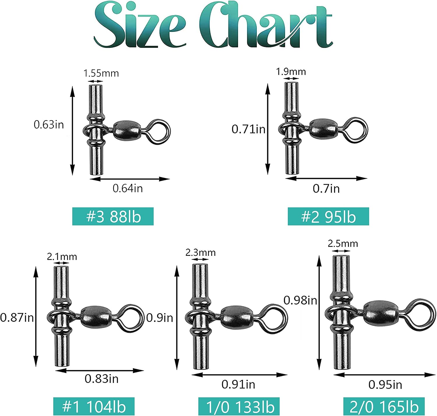 Fishing Sleeves Swivels 3 Way Swivel Cross Line Crane Swivel Heavy Duty Brass Triple Swivels for Deep Drop Rigs Saltwater Fishing Tackle Accessories