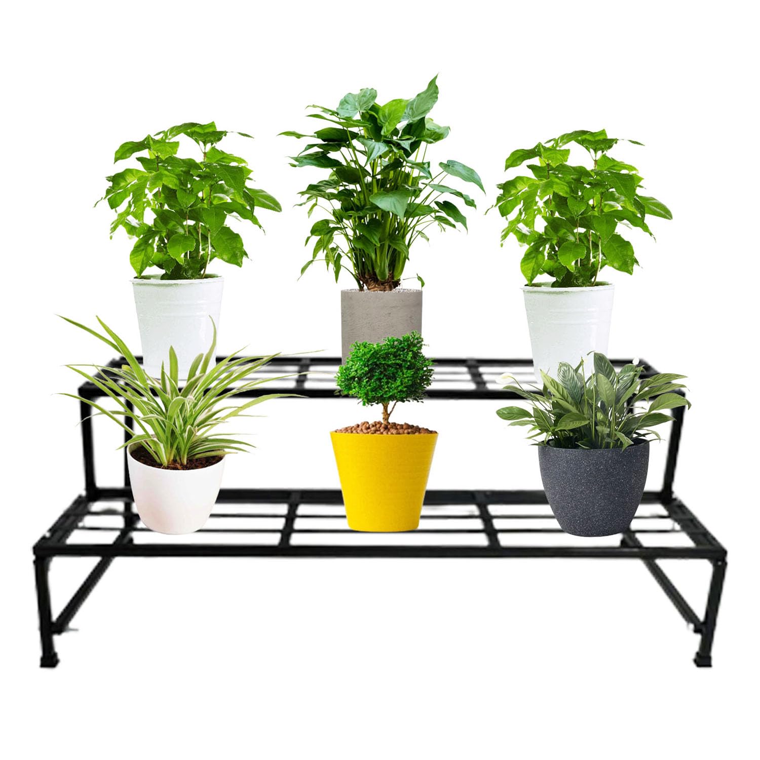 VINAMRA28 - Classic Design Step Stand in Black for Multiple Plants and Pots Stand |Indoor |Shelf Holder |Rack |Gardening Stand |Indoor Outdoor Set of 1 Black (2 Step)