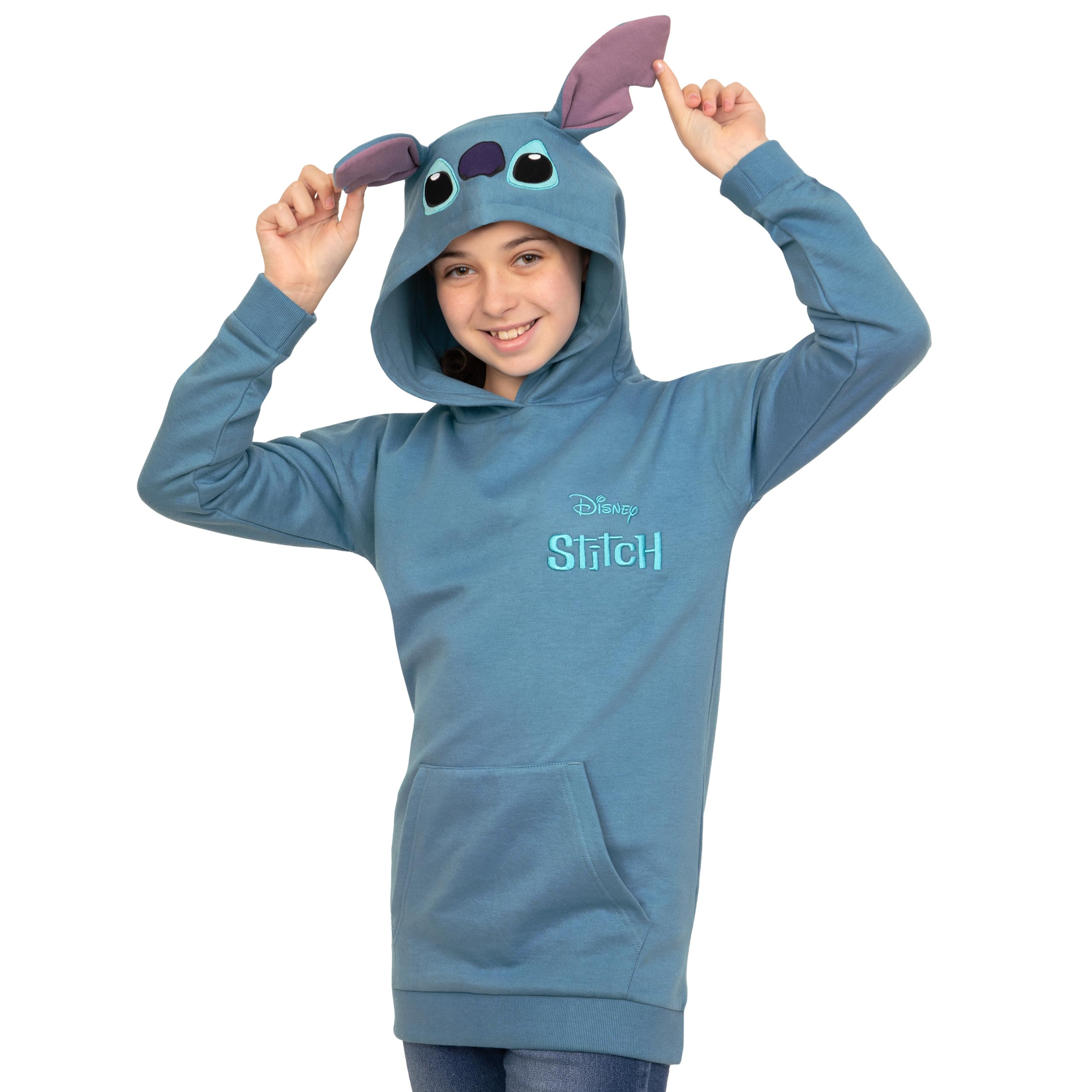 Disney Lilo EET Stitch Hoodie, Sweat A Capuche Long pour Enfants, Pull Stitch avec Oreilles 3D, Vêtements en Coton pour Filles