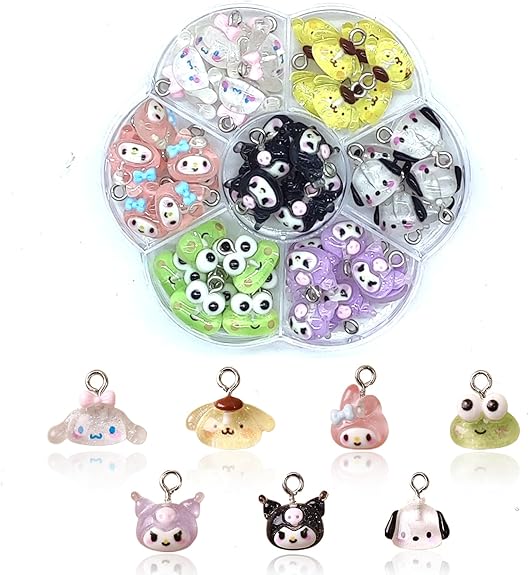 42PCS Cute Cartoon Resin Charms for Jewelry Making Bulk, 3D Mini Pendant Animal Ornament DIY for Bracelets